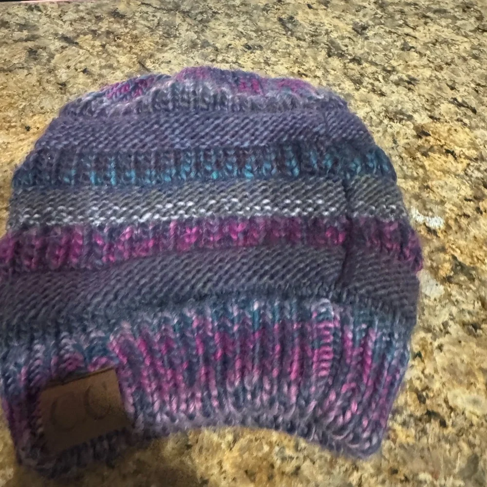 CC Purple and Blue Knit Hat - Picture 2 of 3